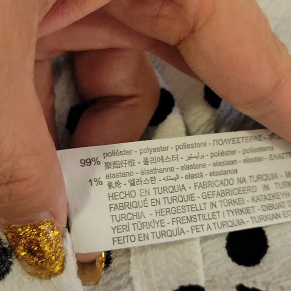 Zara Polka Dot Black & White Keyhole Crop Blouse Size L - Picture 8 of 10